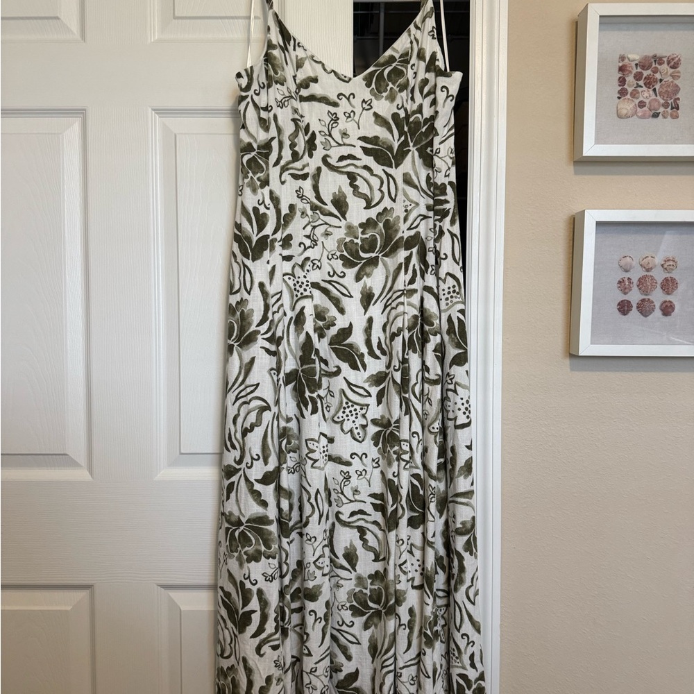 MSK Olive and White Floral Maxi Dress